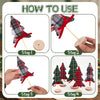 5 Pcs Tabletop Christmas Trees, Plaid Fabric Set with Wood Bases, 8-10"