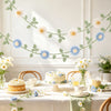 Balun Admhail 2Pcs Felt Daisy Garland, 7ft Hanging Banner, Boho Baby Shower Party Decor,white and blue