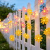 2Pcs Flower Fairy Lights, Pink Yellow Daisy String Lights, Felt 5.24ft