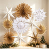 10 Pcs Paper Christmas Hanging Decorations, White Brown Stars and Fans