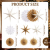 10 Pcs Paper Christmas Hanging Decorations, White Brown Stars and Fans