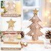 5 Pcs Christmas Table Decorations, Fuzzy Tree Centerpiece Set, Brown Tones