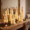 6 Pcs Lighted Paper Christmas Trees, Cream Honeycomb Tabletop Centerpiece