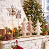 5 Pcs Christmas Table Decorations, Fuzzy Tree Centerpiece Set, Brown Tones