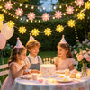 2Pcs Flower Fairy Lights, Pink Yellow Daisy String Lights, Felt 5.24ft