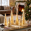 6 Pcs Lighted Paper Christmas Trees, Cream Honeycomb Tabletop Centerpiece