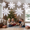 6 Pcs Christmas Hanging Decorations, 3D Paper Snowflakes, White Ornaments