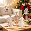 5 Pcs Christmas Table Decorations, Fuzzy Tree Centerpiece Set, Brown Tones