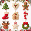 9 Pcs Stuffed Felt Christmas Ornaments, Gingerbread, Wreath and Reindeer