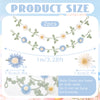 Balun Admhail 2Pcs Felt Daisy Garland, 7ft Hanging Banner, Boho Baby Shower Party Decor，white and blue