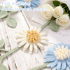 Balun Admhail 2Pcs Felt Daisy Garland, 7ft Hanging Banner, Boho Baby Shower Party Decor，white and blue
