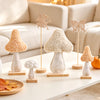 Fairy Garden Mushroom Decorations, 6Pcs Enchanted Forest Felt Wood Toppers
