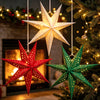Lighted Paper Star Lanterns, 3 Pcs 12" Flocked Christmas Decorations