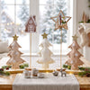 5 Pcs Christmas Table Decorations, Fuzzy Tree Centerpiece Set, Brown Tones