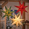 Lighted Paper Star Lanterns, 3 Pcs 12" Flocked Christmas Decorations