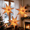 Lighted Paper Star Lanterns, 3 Pcs 18" Plaid Christmas Decorations