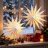 Lighted Paper Star Lanterns, 2 Pcs 18" White Christmas Decorations