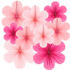 SUNBEAUTY Paper Flowers Decoration, Set of 9 - Hot Pink Paper Flower for Wall Hanging Ornaments, Party Fans & Floral Backdrop for Weddings Baby Showers Birthdays Valentine Mother's Day & More