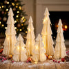 6 Pcs Lighted Paper Christmas Trees, Cream Honeycomb Tabletop Centerpiece