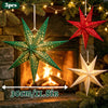 Lighted Paper Star Lanterns, 3 Pcs 12" Flocked Christmas Decorations