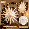 Lighted Paper Star Lanterns, 2 Pcs 18" White Christmas Decorations