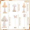 Fairy Garden Mushroom Decorations, 6Pcs Enchanted Forest Felt Wood Toppers