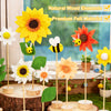 11 PCS Sunflower Party Decorations, Wooden Base, Felt Flower Centerpieces