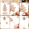 5 Pcs Christmas Table Decorations, Fuzzy Tree Centerpiece Set, Brown Tones