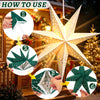 Lighted Paper Star Lanterns, 3 Pcs 12" Flocked Christmas Decorations
