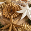 10 Pcs Paper Christmas Hanging Decorations, White Brown Stars and Fans