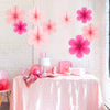 SUNBEAUTY Paper Flowers Decoration, Set of 9 - Hot Pink Paper Flower for Wall Hanging Ornaments, Party Fans & Floral Backdrop for Weddings Baby Showers Birthdays Valentine Mother's Day & More