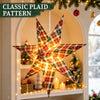 Lighted Paper Star Lanterns, 3 Pcs 18" Plaid Christmas Decorations