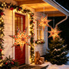 Lighted Paper Star Lanterns, 3 Pcs 18" Plaid Christmas Decorations