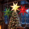 Lighted Paper Star Lanterns, 3 Pcs 12" Flocked Christmas Decorations