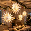 Lighted Paper Star Lanterns, 2 Pcs 18" White Christmas Decorations