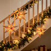 Lighted Paper Star Lanterns, 3 Pcs 18" Plaid Christmas Decorations