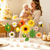 11 PCS Sunflower Party Decorations, Wooden Base, Felt Flower Centerpieces
