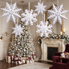 6 Pcs Christmas Hanging Decorations, 3D Paper Snowflakes, White Ornaments